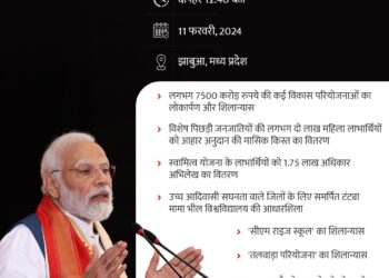 प्रधानमंत्री 11 फरवरी को मध्य प्रदेश का दौरा करेंगे   प्रधानमंत्री लगभग 7500 करोड़ रुपये की कई विकास परियोजनाओं का लोकार्पण और शिलान्यास करेंगे