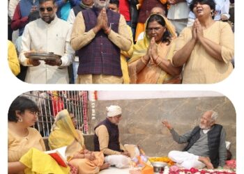 मंत्री प्रहलाद पटेल ने नर्मदा जयंती के अवसर पर सपरिवार सतधारा पहुँचकर की पूजा अर्चना
