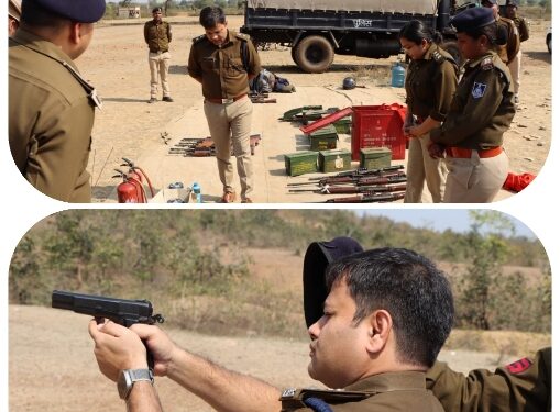 घुघरा फायरिंग रेंज में हुआ जिला पुलिस बल कटनी की वार्षिक चांदमारी का आयोजन।पुलिस अधीक्षक ने किये 10 में से 10 टारगेट हिट