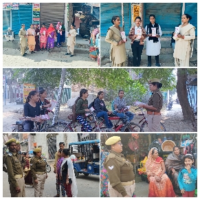 कन्नौज पुलिस द्वारा समस्त थानों में गठित एण्टीरोमियो टीम व महिला सुरक्षा विशेष दल द्वारा बालिकाओं/छात्राओं को महिला सुरक्षा/
