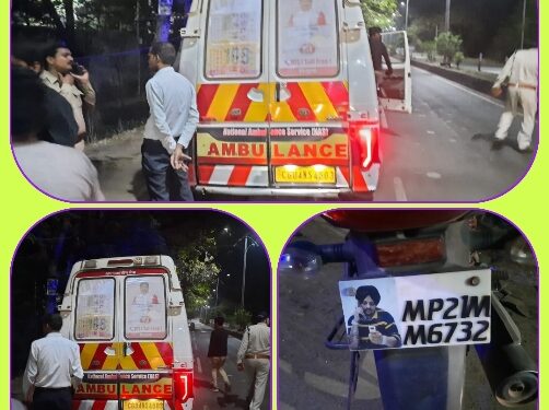 रेत से भरे हाइवा ने मोटर साइकिल चालक को मारी जोरदार टक्कर,  बाइक सवार की हालत गंभीर, हाइवा चालक मौके से फरार