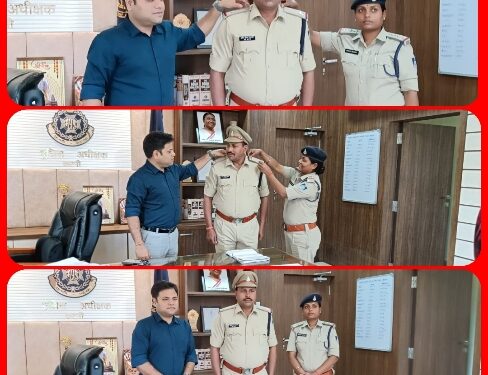 *कटनी पुलिस विभाग में 2 प्रधान आरक्षक बने ए एस आई एसपी अभिजीत रंजन ने लगाए स्टार, बेहतर कार्य करने की जताई उम्मीद*