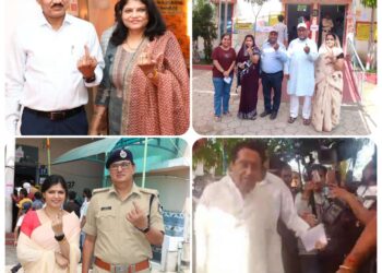 छिंदवाड़ा  19 अप्रैल मतदान के दिन कमलनाथ नकुल नाथ ने सह परिवार मतदान किया साहू परिवार भी पहुंचा मतदान केंद्र कलेक्टर एसपी ने भी सपत्नीक मतदान किया*