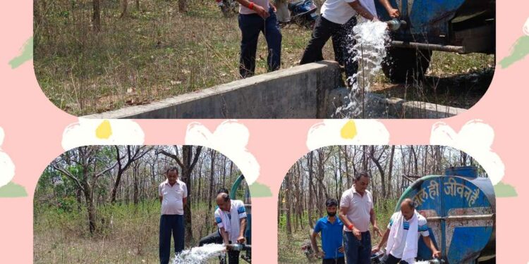 *जंगली वन्य जीवों के कंठ कि प्यास बुझाया समाजसेवी रिंकू रितेश चौरसिया ने*