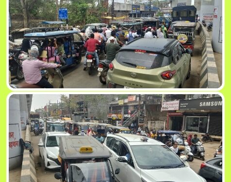 सागर पुलिया के दोनो तरफ लगा रहा जाम, यातायात पुलिस मौके पर पहुंच कर जाम खुलवाया