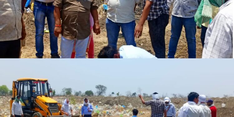 नपा ने ग्राम भड़ेरू मैं ट्रेंचिंग ग्राउंड का सीमांकन कराया चार हेक्टेयर में फैली थी यह जमीन सीमांकन के अभाव में निर्माण कार्य नहीं हो पा रहा था