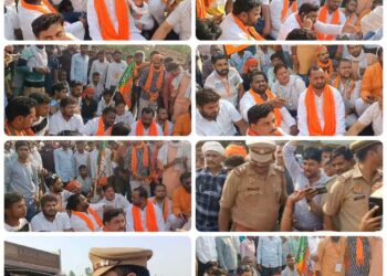 गृह मंत्री की सभा के दौरान पुलिस ने बीजेपी समर्थक को पीटा