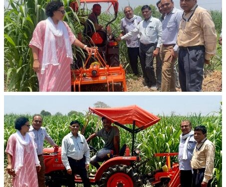 कृषि अधिकारियों ने किया आधुनिक कृषि यंत्रों से की जा रही खेती का अवलोकन