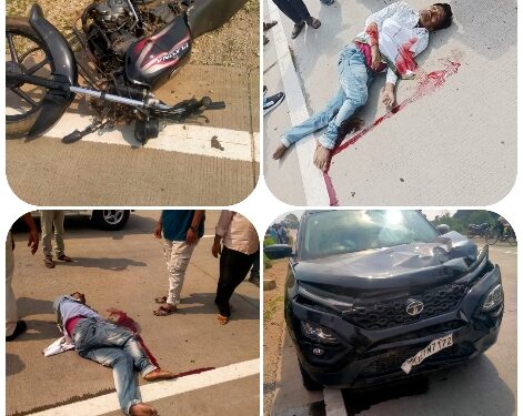 *हेरियर कार ने बाइक क़ो मारी टक्कर एक की मौत एक घायल* *स्लिमनाबाद क़े भेड़ा टेक की घटना*