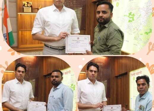 कलेक्टर अविप्रसाद नें सीमांकन में उत्कृष्ट कार्य करने पर दो पटवारी एवं आर.आई हुए सम्मानित