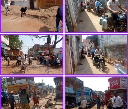 सारे रास्ते बन्द, सीवर लाइन का काम चालू, रास्ता ढूंढ रहे लोग  सीवर लाइन का कार्य लोगो के लिए बना आफत