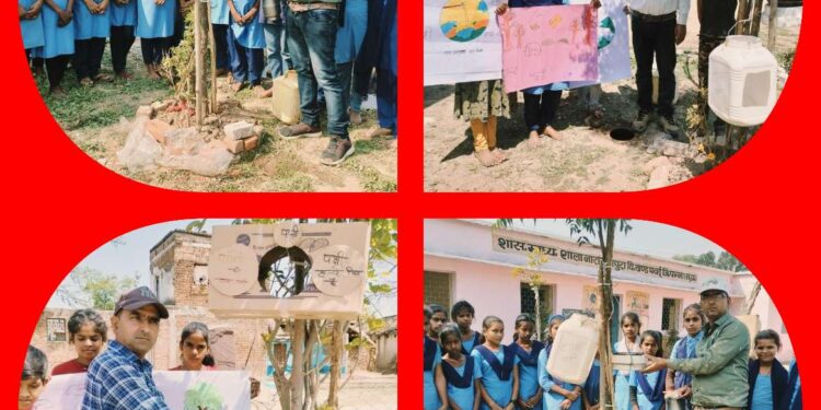 भीषण गर्मी में पक्षियों के लिए शिक्षक चला रहे सकोरा टांगने का अभियान