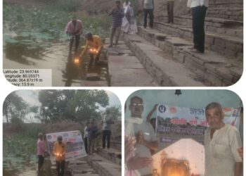 ग्राम नयाखेड़ा में नमामि गंगे के तहत हुई गंगा महाआरती,,,
