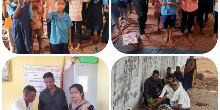 *स्कूल हुए गुलजार——- धूमधाम से मनाया गया सरकारी स्कूलों में प्रवेशोत्सव।* *तिलक लगा कर बच्चो का किया स्वागत।*