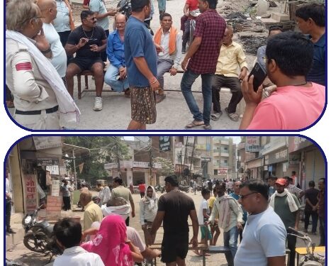 अतिक्रमण हटाने व पक्का सड़क निर्माण कार्य की मांग को लेकर रहवासियों ने किया चक्का जाम