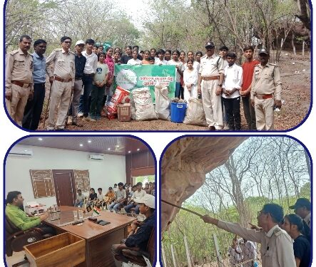 *छात्रों ने चलाया स्वच्छता अभियान, देखे 10 हजार साल पुराने शैल चित्र, जाना महत्व*