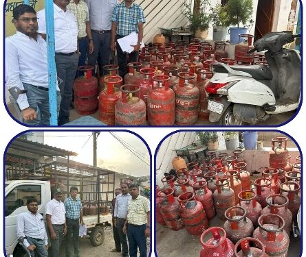 खाद्य विभाग के जांच दल द्वारा घरेलू गैस सिलेण्डरों का अवैध भंडारण, परिवहन एवं विक्रय पाये जाने पर 283800 रूपये की सामग्री की गई जप्त