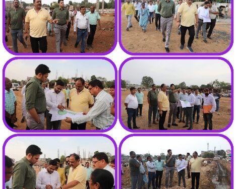 विधायक श्री जायसवाल एवं कलेक्टर ने किया फारेस्टर प्ले ग्राउण्ड में प्रगतिरत निर्माण कार्याे का निरीक्षण