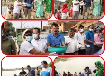 कलेक्टर सुरेश कुमार एवं एसपी साईं कृष्ण एस थोटा ने जिले के मठ्या तालाब में श्रमदान करते हुए तालाब में एकत्र मलबे को निकालने के कार्य में सहयोग किया