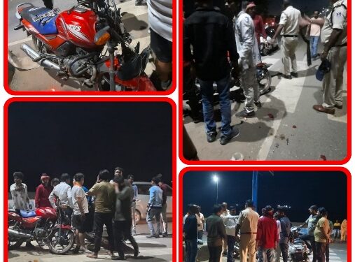 तेज रफ्तार स्कॉर्पियो वाहन चालक ने पिछे से मोटर साइकिल चालक को मारी जोरदार टक्कर 3 घायल उपस्थित नागरिको द्वारा जिला अस्पताल भेजा गया