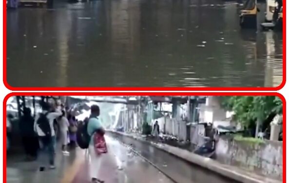 मुंबई में 6 घंटे के अंदर हुई 300 मिलीमीटर से ज्यादा बारिश। सड़कों में भरा पानी, ट्रेनों पर भी असर। BMC, सरकारी, प्राइवेट स्कूलों और कॉलेजों में छुट्टियों का ऐलान देखे .VIDEO