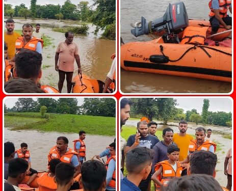 SDRF टीम ने बाढ़ मे फसे पिता पुत्र को मिलाया, तेज बाढ़ मे लाखों की कीमत अनाज की हुई बर्बादी VIDEO