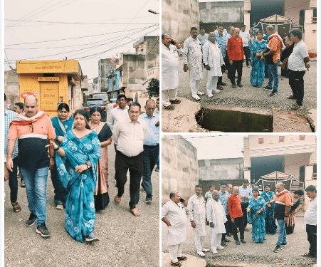 *शिवाजी नगर पहुँच कर महापौर प्रीति संजीव सूरी ने निर्माणाधीन डब्लूबीएम रोड का किया औचक निरीक्षण*  *गुणवत्तायुक्त एवं समयसीमा में कार्य पूर्ण करने के दिए निर्देश*