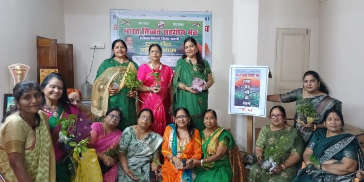 कटनी में एक पेड़ मां के नाम अभियान के अंतर्गत महिला विभाग,भारत तिब्बत सहयोग मंच की महाकौशल प्रांत संयोजक