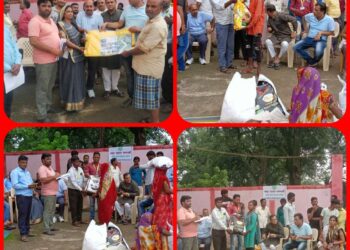अतिवृष्टि से प्रभावित ग्रामीणों को राहत सामाग्री का किया वितरण