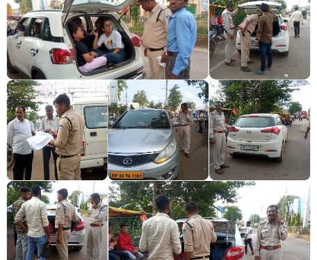कटनी पुलिस कोतवाली पुलिस की वाहन चेकिंग कार्यवाही मे कटे 14 चालान