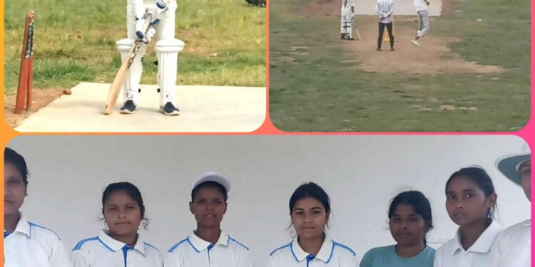 बालिकाएं भी मैदान में दिख रही प्रतिभा ,लगा रही चौके,छक्के,,।