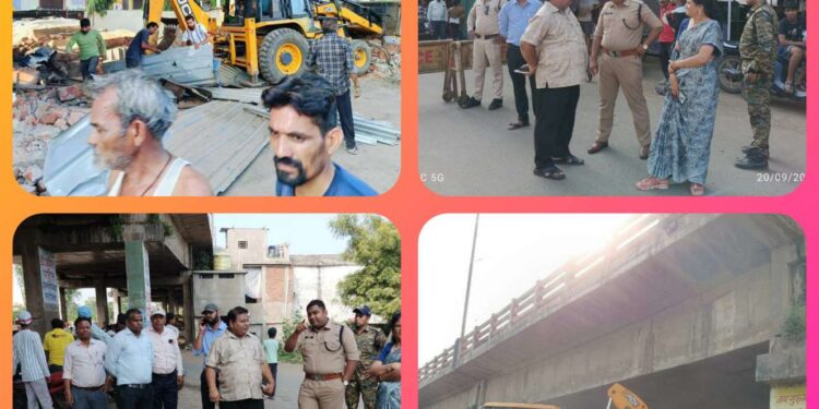 बंगाली कॉलोनी के ओवर ब्रिज के नीचे मछली मार्केट का अवैध अतिक्रमण हटाया गया