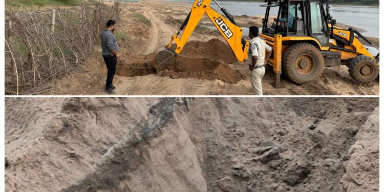 खनिज अधिकारी के निर्देशन में खनिज निरीक्षक पिंकी चौहान के नेतृत्व में मगरिया पुल किनारे से रेत के अवैध उत्खनन परिवहन को लेकर प्रशासन की छापामार कार्रवाई,अवैध रेत उत्खनन परिवहन के मार्ग को जेसीबी से किया अवरोध,माफियाओं में मचा हड़कंप..वीडियो