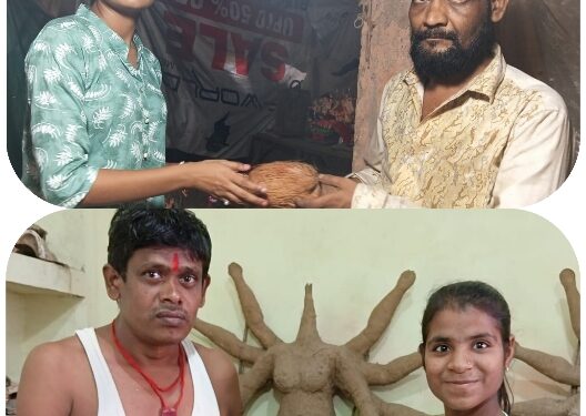 मिट्टी से मूर्ति का निर्माण करने वाले मूर्तिकारों का युवाओं ने किया सम्मान…