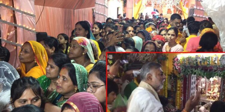 देखिऐ साल में एक बार खुलने वाले राधा रानी के मंदिर लगी भक्तों की भीड़