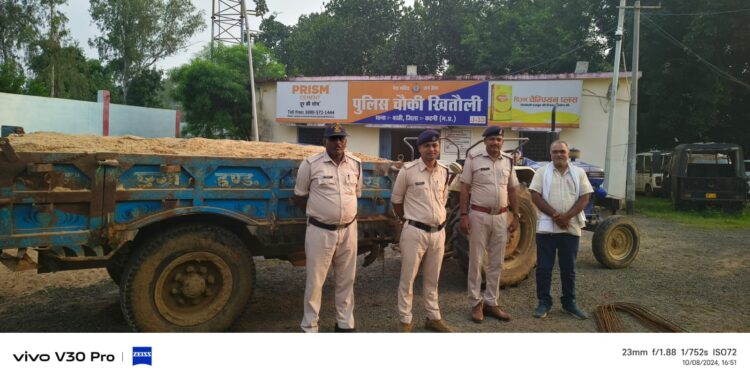 *कटनी पुलिस समाचार* *अवैध रेत परिवहन पर चौकी खितौली थाना बरही एवं राजस्व विभाग की संयुक्त कार्यवाही*