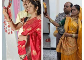 चांद देखकर सुहागिन महिलाओं ने अपने चांद का किया दीदार…।