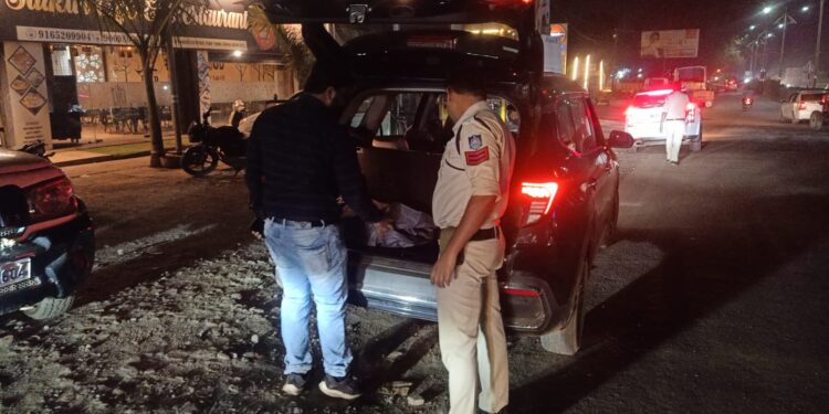 *पन्ना तिराहा में अचानक कुठला पुलिस की सघन वाहन चैकिंग*