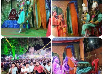 गुरु आज्ञा पर श्रीराम ने तोड़ा शिव धनुष माता जानकी ने पहनाई वरमाला  उमरियापान के कटरा बाजार में चल रही रामलीला, बड़ी संख्या में पहुँच रहे दर्शक
