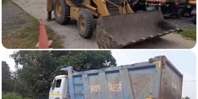 *कटनी के बरही में सड़क निर्माण के लिए अवैध तरीके से खोदी जा रही थी मिट्टी*  *अवैध उत्खनन पर चला पुलिस का डंडा, एक जेसीबी मशीन और हाइवा वाहन जब्त*