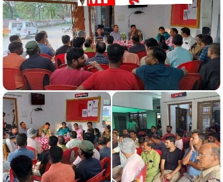 *नवरात्रि पर्व एवं दशहरा उत्सव को लेकर विजयराघवगढ़ थाने में आयोजित हुई शांति समिति की बैठक*