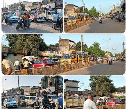 कटनी प्रतिमा की खरीदी पर दुर्गा चौक जाने वाले मार्ग पर लगा लम्बा जाम..