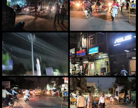 नवरात्र के पावन पर्व पर व्यापारियों के दुकानो की लाइट के भरोसे मे जगमगा रही शहर की सडके, विधुत विभाग कार्यलय अधिकारी मौन