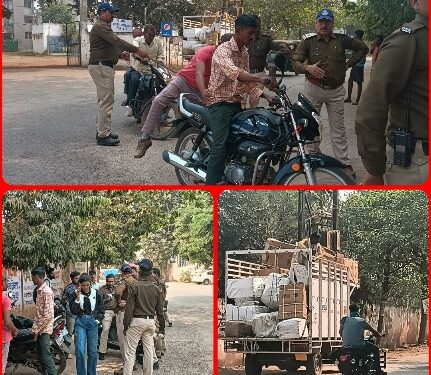 *माधव नगर थाना पुलिस की वाहन चेकिंग कार्यवाही, काटे चालान*