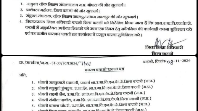 जिला शिक्षा अधिकारी के निरीक्षण में एन.के.जे. स्कूल के प्राचार्य सहित 13 शिक्षक मिले गायब डी.ई.ओ. ने सभी को किया अवैतनिक, जारी किया कारण बताओ नोटिस देखिए लिस्ट किन्हें मिला नोटिस