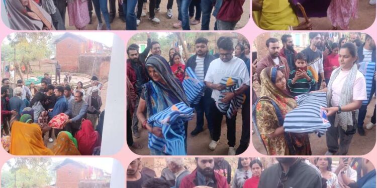 विद्या लोक सेवा फाउंडेशन के आदर्श ग्राम बंडा में जरूरतमंदों को भेंट किए गए कंबल