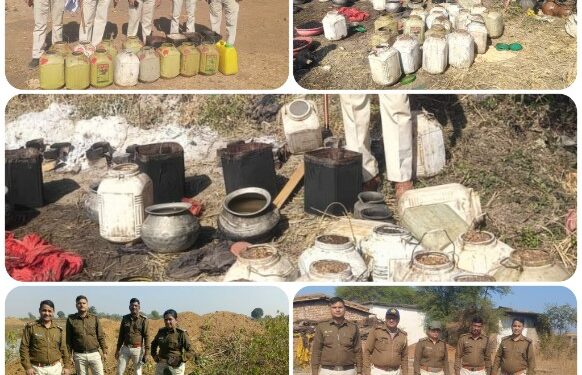 मदिरा के अवैध निर्माण, संग्रहण एवं विक्रय पर आबकारी विभाग की कार्यवाही  आबकारी अधिनियम के तहत 8 न्यायालयीन प्रकरण पंजीबद्ध  2 लाख रुपये की मदिरा एवं महुआ लाहन जब्त