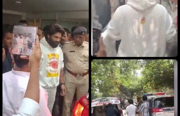 पुष्पा 2 के स्क्रीनिंग के दौरान हुई थी भगदड़ में एक महिला की मौत के मामले में अभिनेता alluarjun को हैदराबाद पुलिस ने किया गिरफ्तार VIDEO