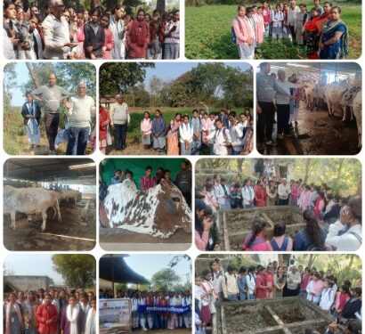 छात्राओं को गौशाला एवं जैविक कृषि फार्म का भ्रमण कराया गया।
