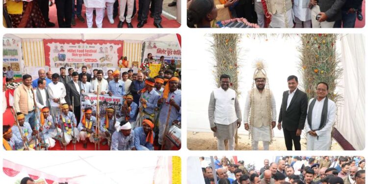 दो दिवसीय जिला स्तरीय श्री अन्न फूड फेस्टिवल का पोला ग्राउंड में हुआ भव्य शुभारम्भ छिंदवाड़ा सांसद श्री विवेक बंटी साहू ने फीता काट कर श्री अन्न फूड फेस्टिवल की शुरुआत की रंगारंग सांस्कृतिक प्रस्तुतियों ने सभी का मन मोहा